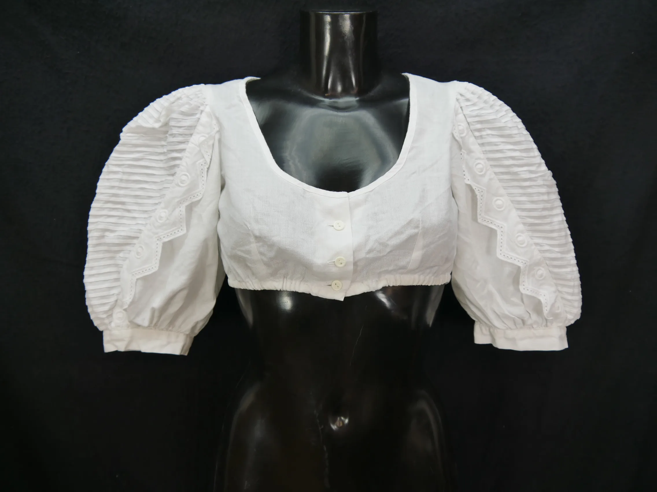 Gr.40 Dirndlbluse süße Bluse für Dirndl mit Spitze Trachtenbluse B8819