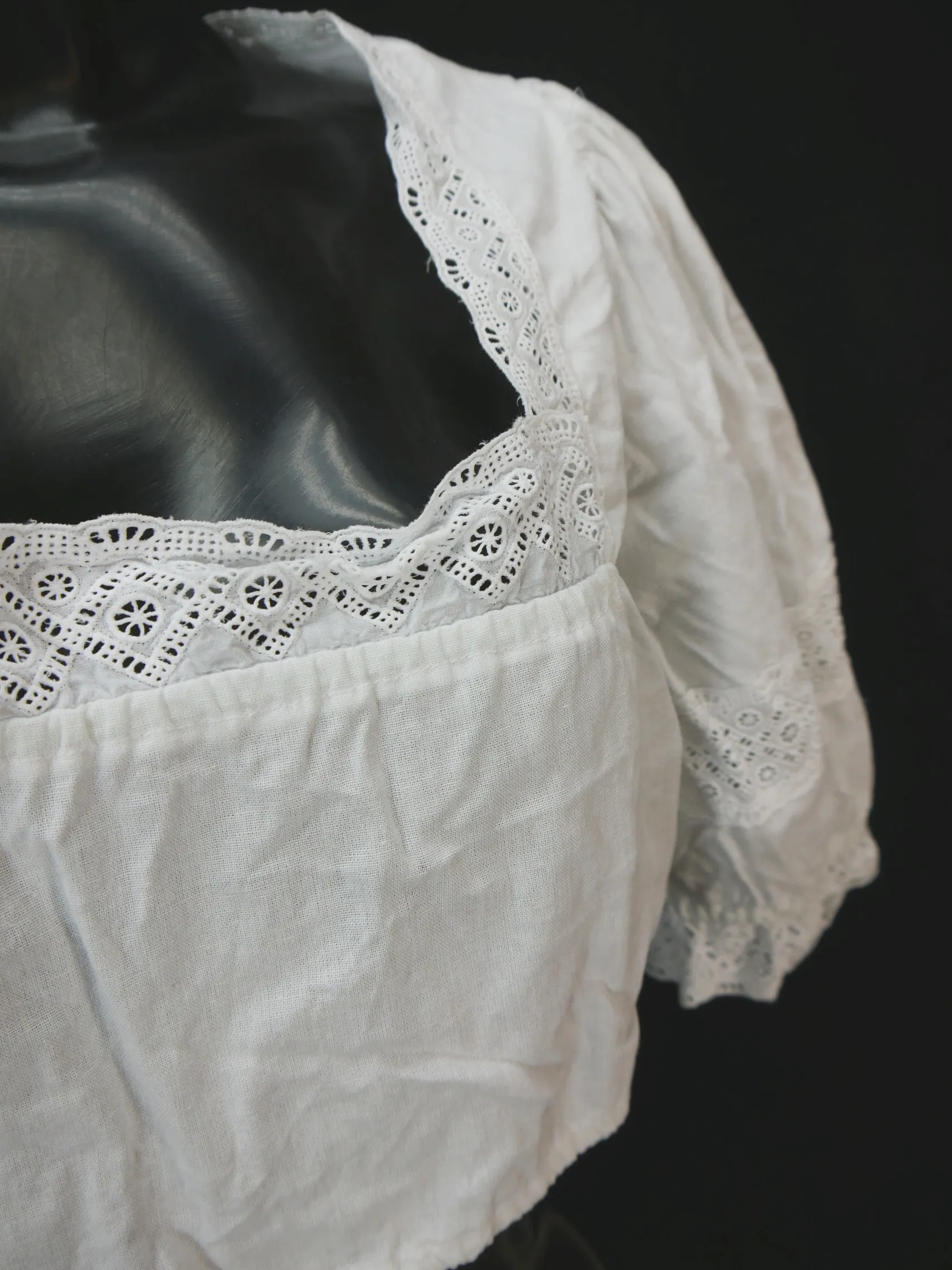 Gr.40 Dirndlbluse weiß Bluse für Dirndl Gede Baumwolle mit Spitze B10437