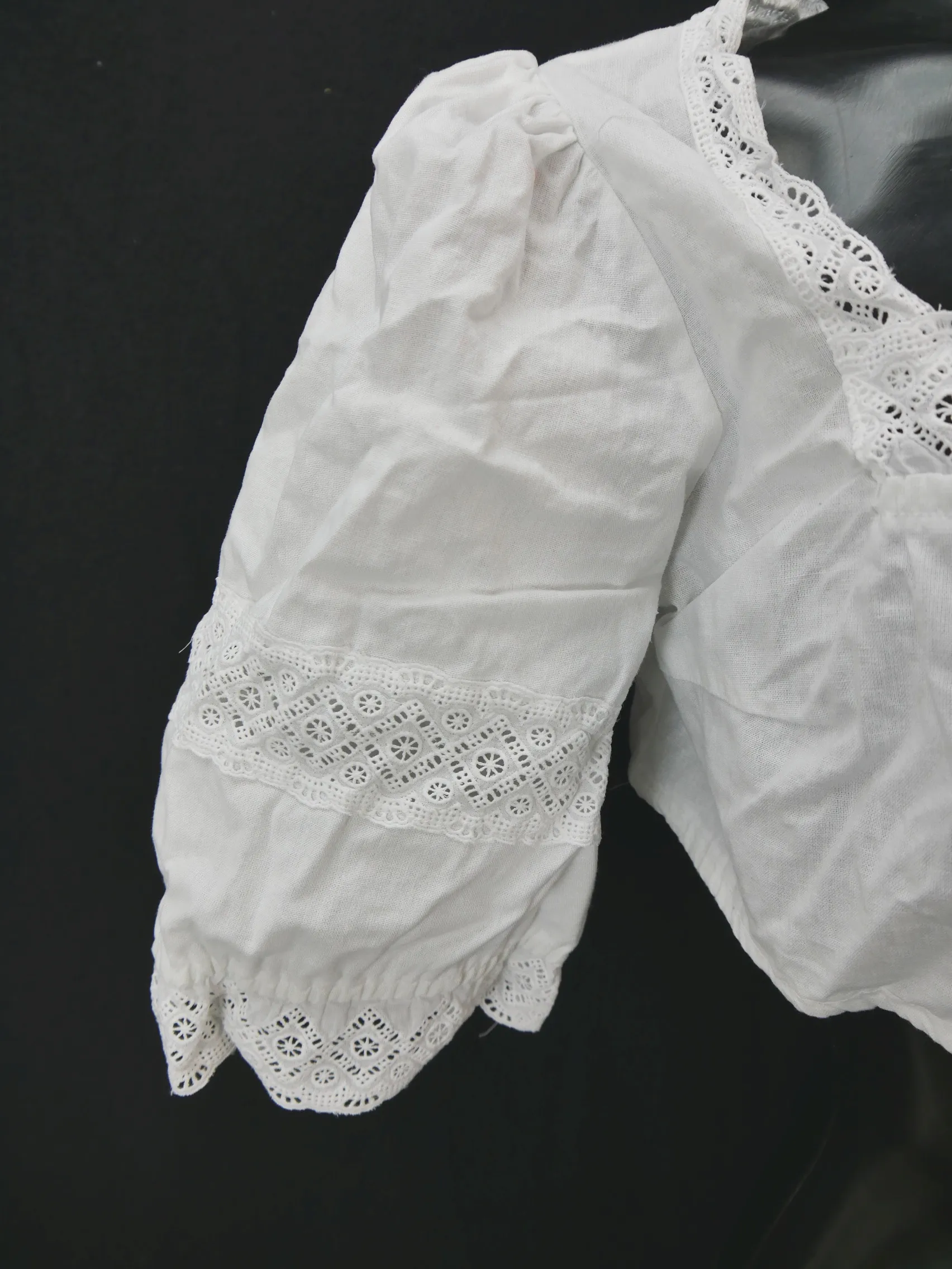 Gr.40 Dirndlbluse weiß Bluse für Dirndl Gede Baumwolle mit Spitze B10437