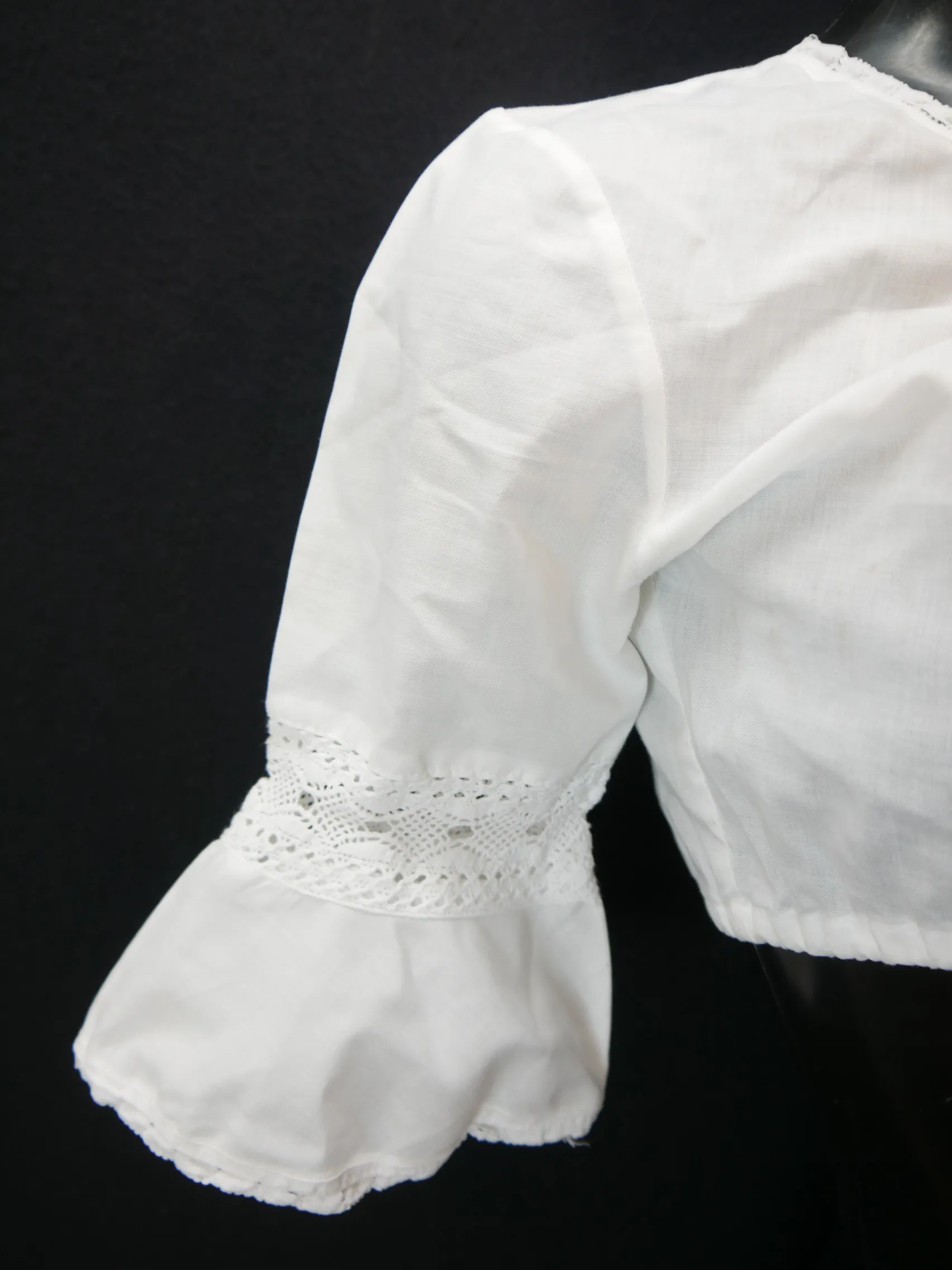 Gr.42 Dirndlbluse weiß Bluse für Dirndl Baumwollmischung mit Spitze B9867
