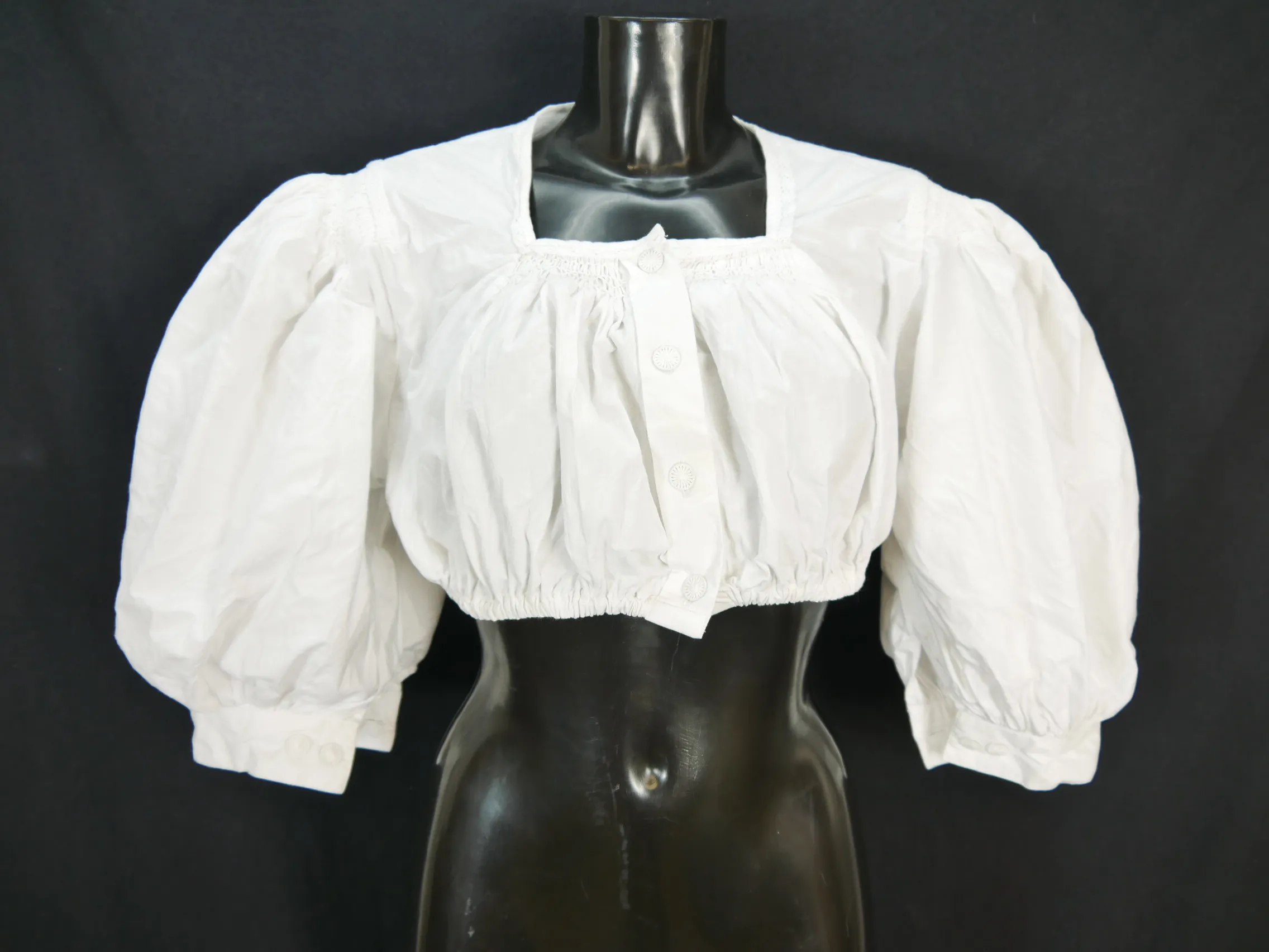 Gr.44 Dirndlbluse weiß Bluse für Dirndl Joyline Baumwolle mit Spitze B9829