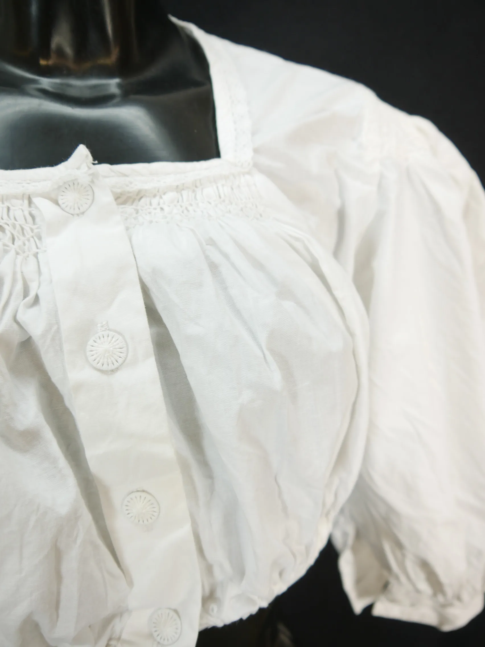 Gr.44 Dirndlbluse weiß Bluse für Dirndl Joyline Baumwolle mit Spitze B9829