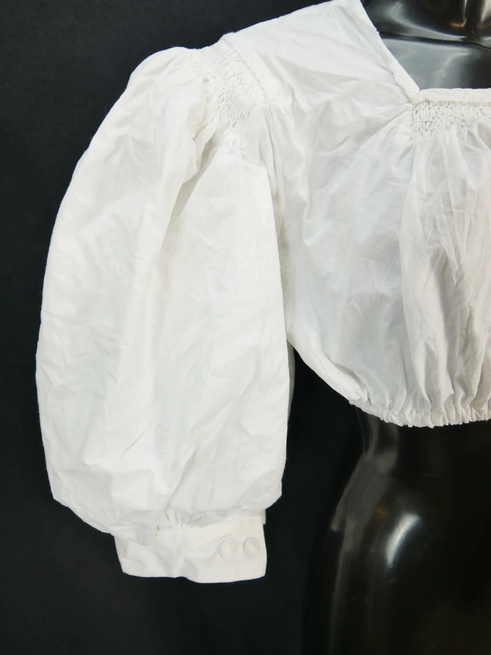 Gr.44 Dirndlbluse weiß Bluse für Dirndl Joyline Baumwolle mit Spitze B9829