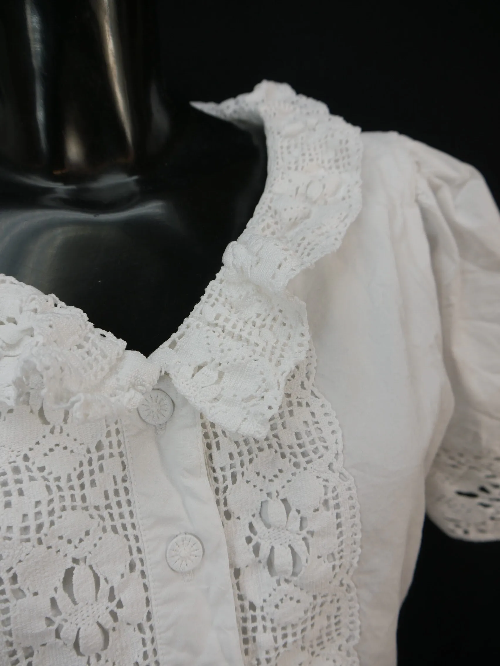 Gr.44 Dirndlbluse weiß Bluse für Dirndl Joyline Baumwolle mit Spitze B9988
