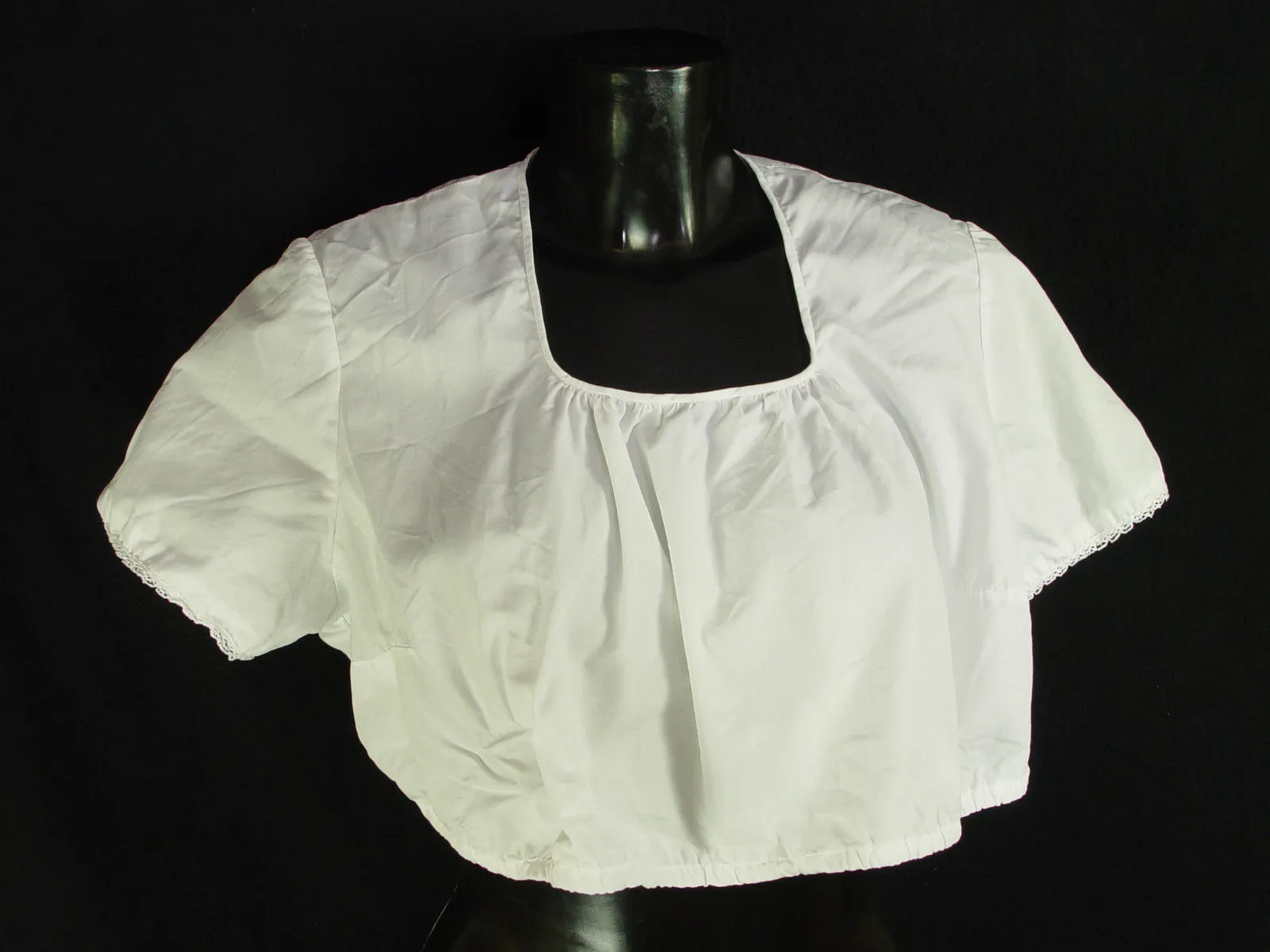 Gr.44 orig.Vintage schlicht und weiß Dirndlbluse leichte Bluse Dirndl B1405