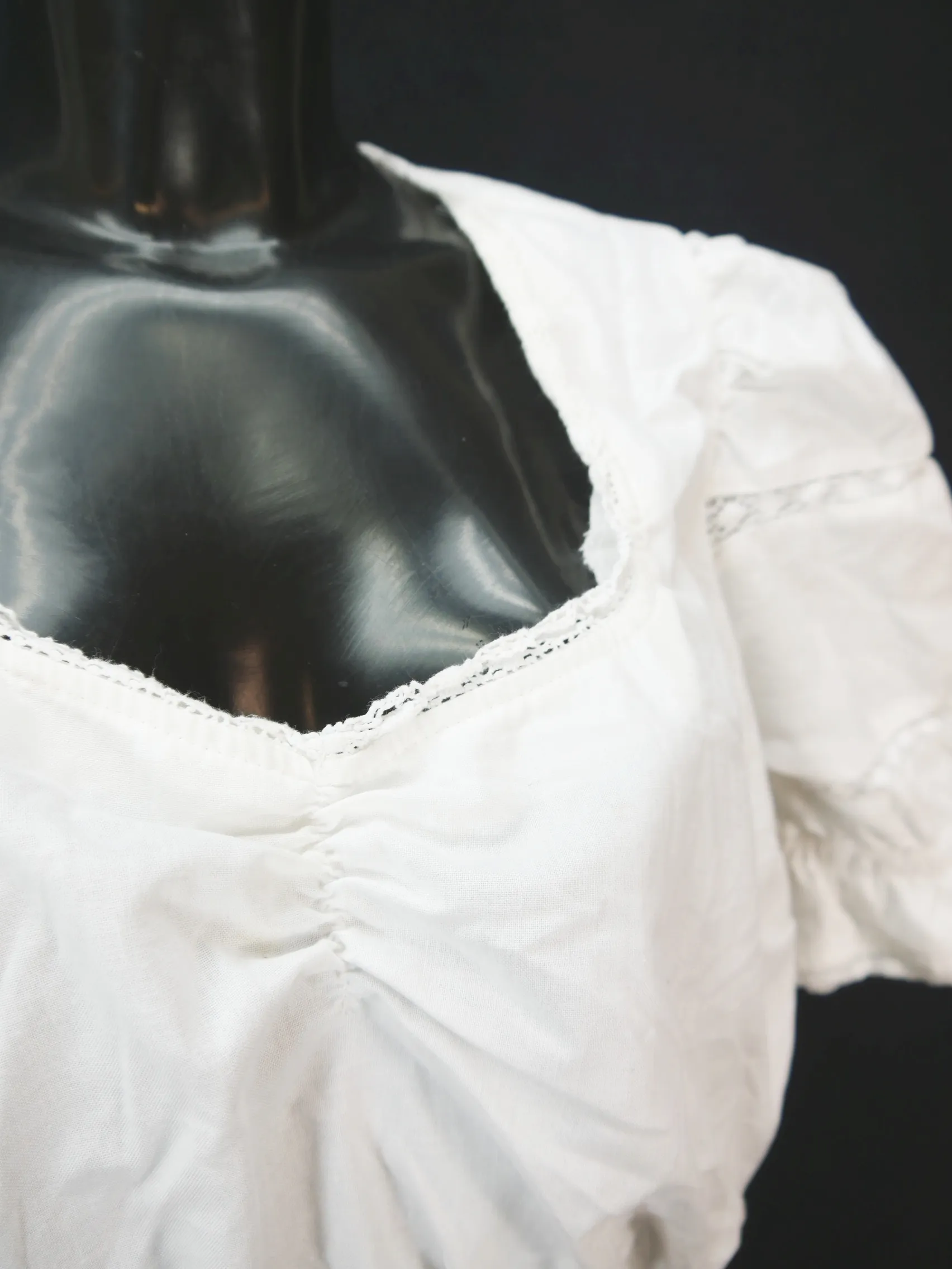 Gr.46 Dirndlbluse weiß Bluse für Dirndl Herzklopfen Baumwolle mit Spitze B10393