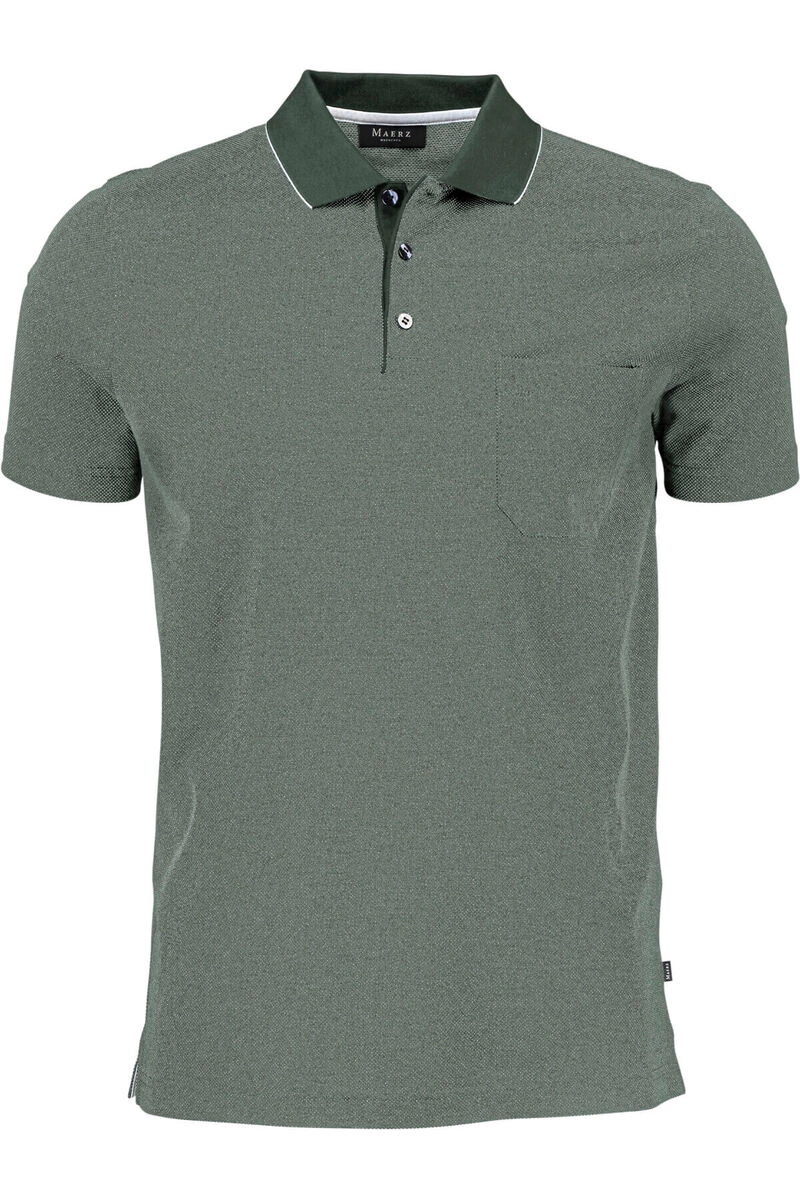 MAERZ Polo-Shirt grün aus merceresierter Baumwolle