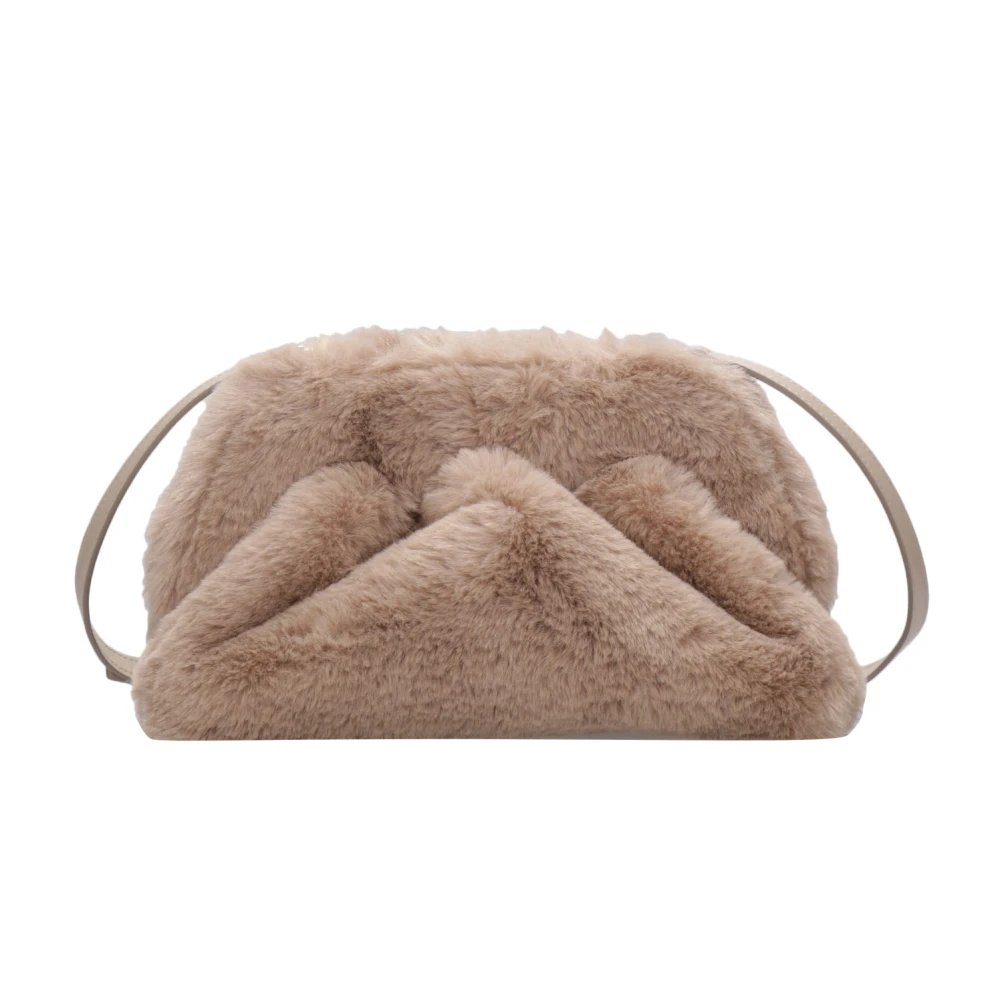 Vegane Pelz Clutch Tasche Taubengrau